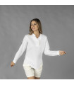 Chemise femme avec col mao et manches retroussables, LANAY UNIFORMES GARY'S 210011