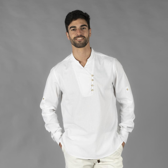Chemise homme Chambray Mao Col Nias 210009