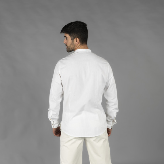Chemise pour homme avec col mao et manches longues, en tissu chambray et coton NIAS UNIFORMES GARY'S 210009