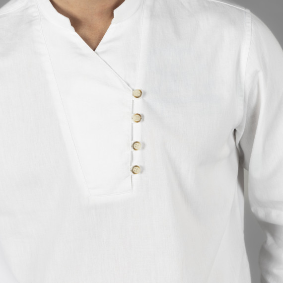 Chemise pour homme avec col mao et manches longues, en tissu chambray et coton NIAS UNIFORMES GARY'S 210009