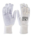 White cotton leather glove with elastic closure CAMELLE