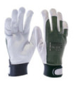 Green cotton leather glove with velcro closure ENTRIMO