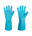 Luva de nitrilo azul para indústria química e alimentar FLEXITRIL FLOCKED SAFETOP