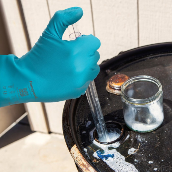 Luva de nitrilo azul para indústria química e alimentar FLEXITRIL FLOCKED SAFETOP