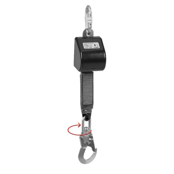 Vertical retractable reel with carabiner and self-locking ROLTEX SAFETOP