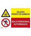 Signo combinado Produtos químicos perigosos, apenas pessoal autorizado