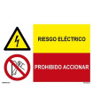Signo combinado risco eléctrico, proibido acionar