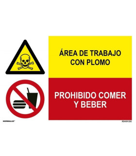 Área de trabalho de tipo de sinalização combinada com chumbo e proibido de comer e beber. Ref: RD4301202