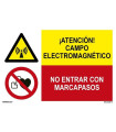 Safety signal Attention electromagnetic field Do not enter with SEKURECO pacemakers