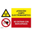 Señal de seguridad Atención campo electromagnético No entrar con marcapasos SEKURECO
