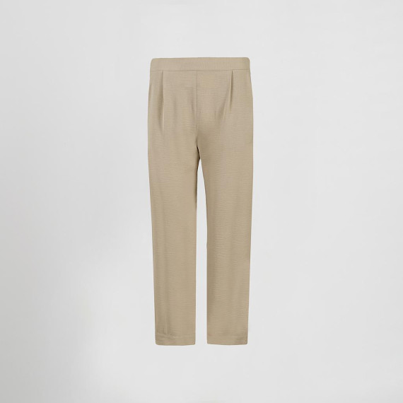 Pantalon de mujer para hostelería bajo vuelto, beige y verde musgo, tela BAMBULA UNIFORMES GARY'S 700033
