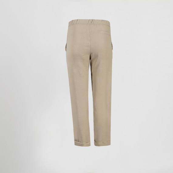 Pantalon de mujer para hostelería bajo vuelto, beige y verde musgo, tela BAMBULA UNIFORMES GARY'S 700033