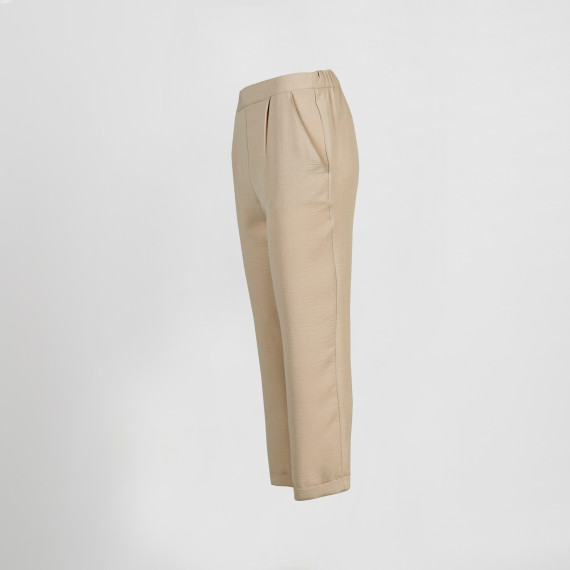 Pantalon de mujer para hostelería bajo vuelto, beige y verde musgo, tela BAMBULA UNIFORMES GARY'S 700033