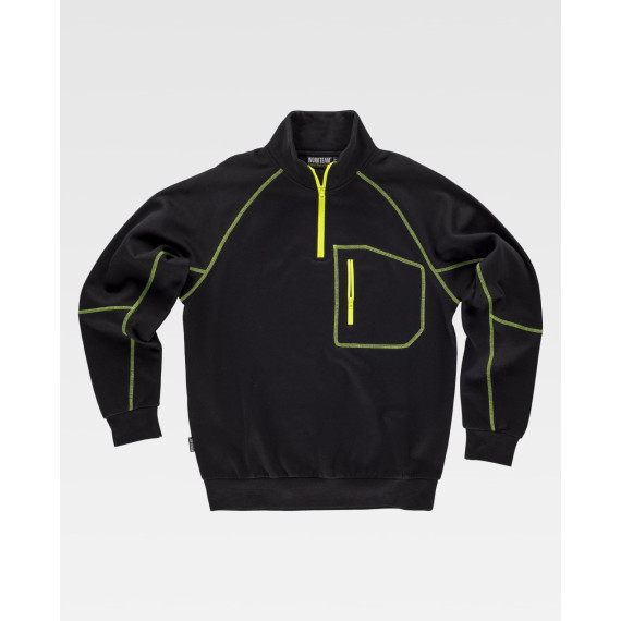 Sudadera cuello alto con media cremallera color negro contra el frío WORKTEAM C9800