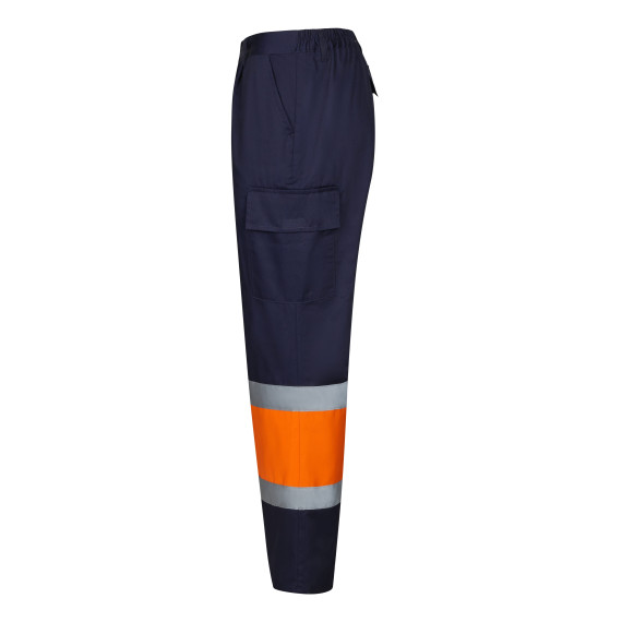 Pantalón bicolor multibolsillos alta visibilidad con pliegues VELILLA Serie 303003