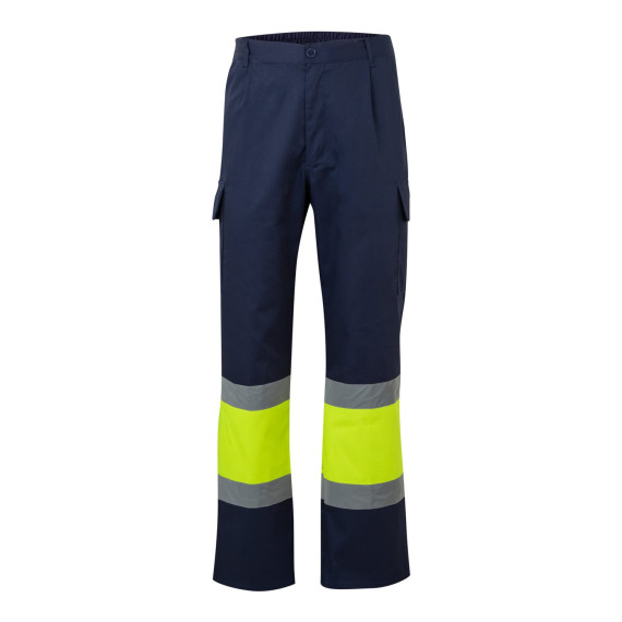 Pantalón bicolor multibolsillos alta visibilidad con pliegues VELILLA Serie 303003