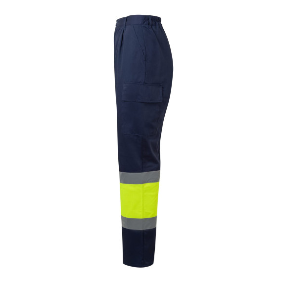 Bicolor multi-pocket high visibility pants with pleats VELILLA Series 303003