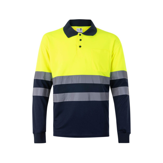 Polo bicolore à manches longues de haute visibilité VELILLA BASIC Série 305507