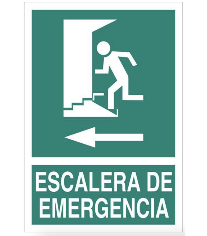 Evacuation sign Staircase Emergency left arrow COFAN