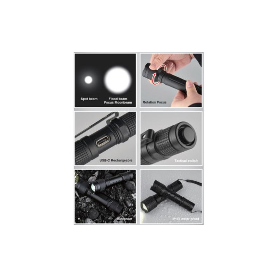 Linterna recargable LR250 - 380 LM METALWORKS