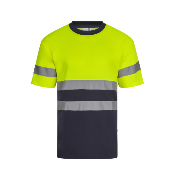 Camiseta de algodão respirável bicolor de manga curta com fitas de Alta Visibilidade VELILLA Série 305613