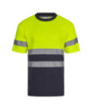 Atmungsaktive bicolor Baumwoll-T-Shirt mit kurzen Ärmeln und Hochsichtbarkeitsbändern VELILLA Serie 305613