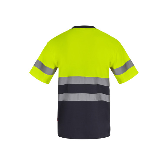 T-shirt en coton respirant bicolore à manches courtes avec des bandes de Haute Visibilité VELILLA Série 305613