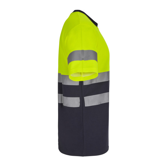 Breathable cotton bicolor short sleeve t-shirt with High Visibility straps VELILLA Series 305613