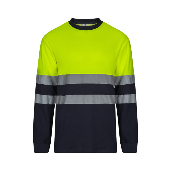 Bicolor long-sleeve t-shirt with high visibility ribbons made of cotton VELILLA Series 305615.