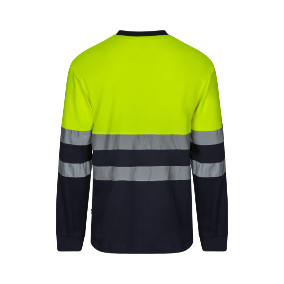 Bicolor long-sleeve t-shirt with high visibility ribbons made of cotton VELILLA Series 305615.