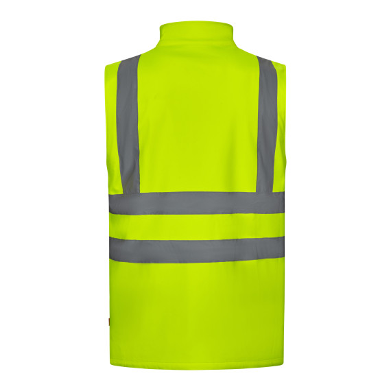 High visibility soft shell vest with central zipper and triple layer fabric VELILLA Series 305905.
