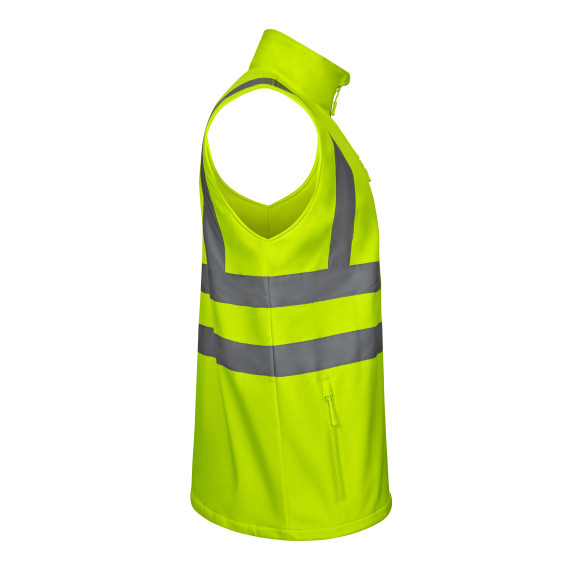 High visibility soft shell vest with central zipper and triple layer fabric VELILLA Series 305905.