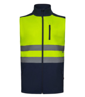 Gilet soft shell bicolore haute visibilité protection contre le vent et la pluie VELILLA Série 305906