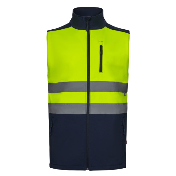 Bicolor Softshell-Weste mit hoher Sichtbarkeit, Schutz gegen Wind und Regen, VELILLA Serie 305906.