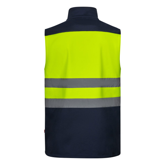 Colete soft shell bicolor de alta visibilidade, proteção contra vento e chuva VELILLA Série 305906.