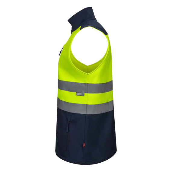 Colete soft shell bicolor de alta visibilidade, proteção contra vento e chuva VELILLA Série 305906.