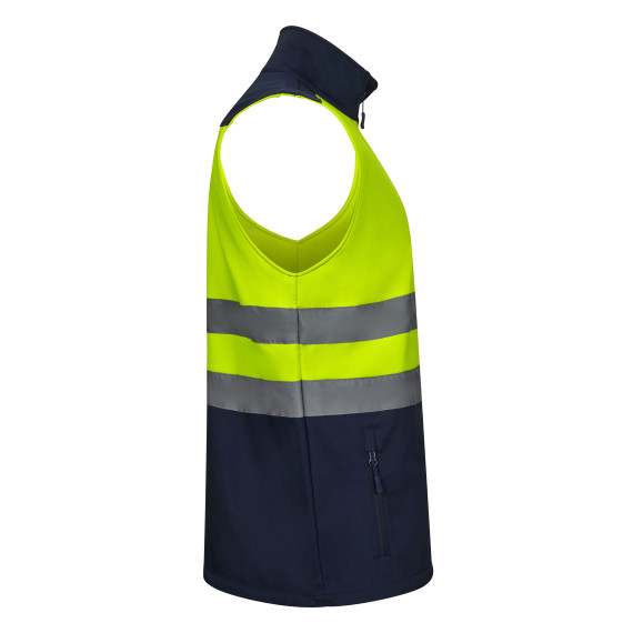 Colete soft shell bicolor de alta visibilidade, proteção contra vento e chuva VELILLA Série 305906.