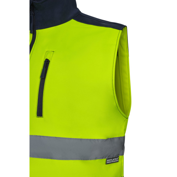 Colete soft shell bicolor de alta visibilidade, proteção contra vento e chuva VELILLA Série 305906.