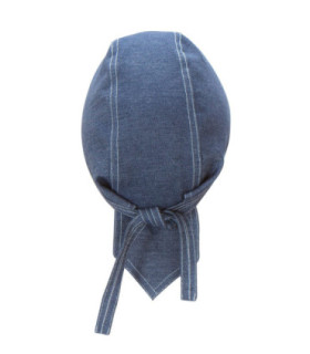 Gorro de cozinha com tiras nas extremidades de denim escuro VELILLA 404007