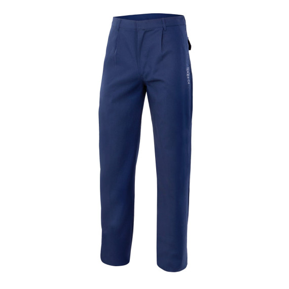 Pantalón ignífugo con cremallera y botón automático en tejido sarga azul marino VELILLA Serie 603003