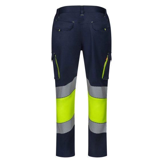 Bicolor high visibility pants with reflective Reflatex RS strips in stretch fabric VELILLA Series 303008S.