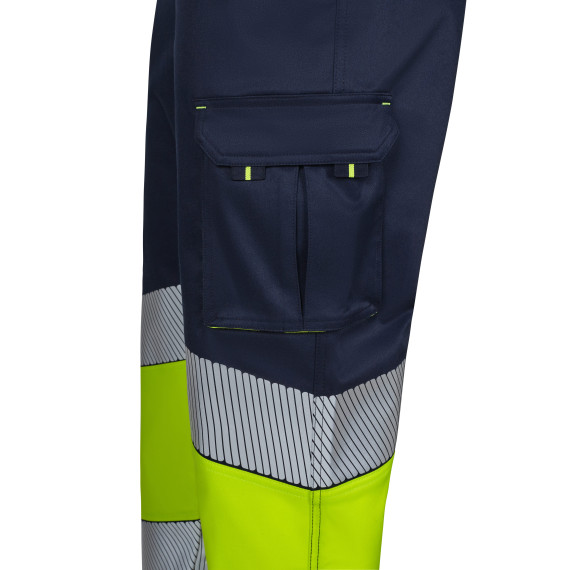 Bicolor high visibility pants with reflective Reflatex RS strips in stretch fabric VELILLA Series 303008S.