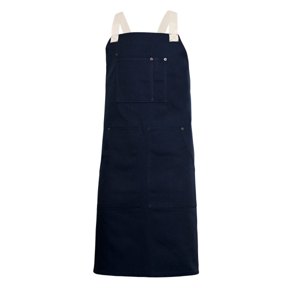Kitchen apron with bib, cowboy-style rivets, crossed straps VELILLA 404211B