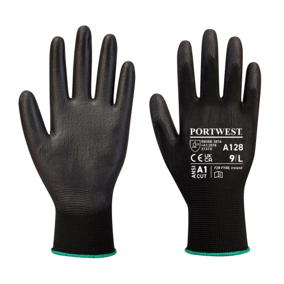 Guante con la palma de PU sin látex galga 13 (Bolsa expositora) PORTWEST A128 (12 pares)