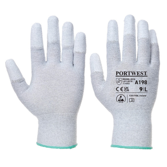 Gant antistatique avec les pointes recouvertes de PU, jauge 13 PORTWEST A198 (12 paires)