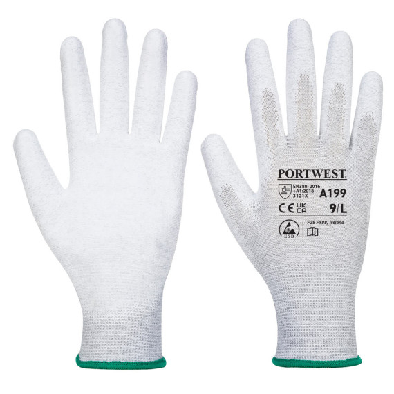 Guantes EDS antiestáticos com a palma coberta com PU PORTWEST A199 (12 pares)