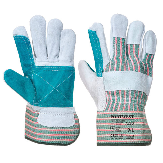 Luvas de trabalho em pele Premium Rigger Double Palm PORTWEST A230 (12 pares)