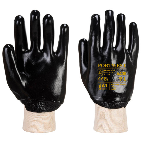 Guanto in PVC con polsino elastico supporto in cotone (confezione da 100) PORTWEST A400 (12 paia)