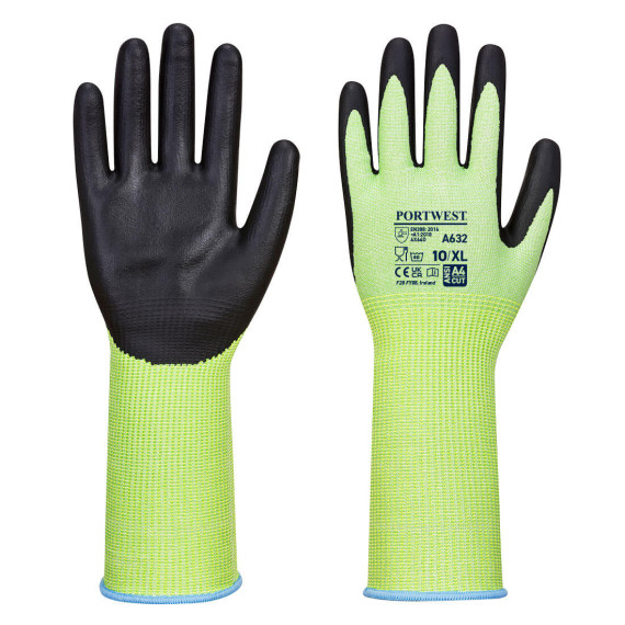 Schnittfester grüner Handschuh mit langem Bündchen PORTWEST A632