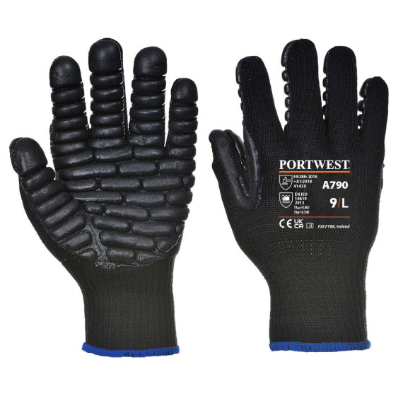 Black anti-vibration glove, gauge 10 A790